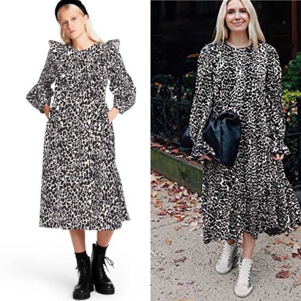 Sandy Liang x Target Leopard Print Midi Dress Size Small X-Small S XS